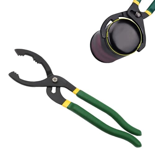 KVAEY 12 Adjustable Oil Filter Pliers Automotive Oil Filter Removal Tools with Long Handle Universal Oil Filter Wrench for Engine Filters in Cars and Trucks Car Accessories Green