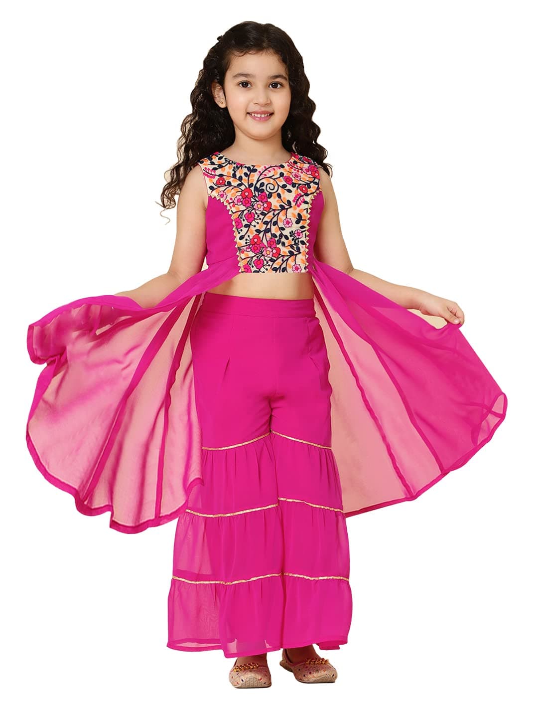 A.T.U.N. (ALL THINGS UBER NICE) A.T.U.N. Girls Embroidered Sharara Set_GSRR PLE KFG_13-14Y_Magenta-Multi