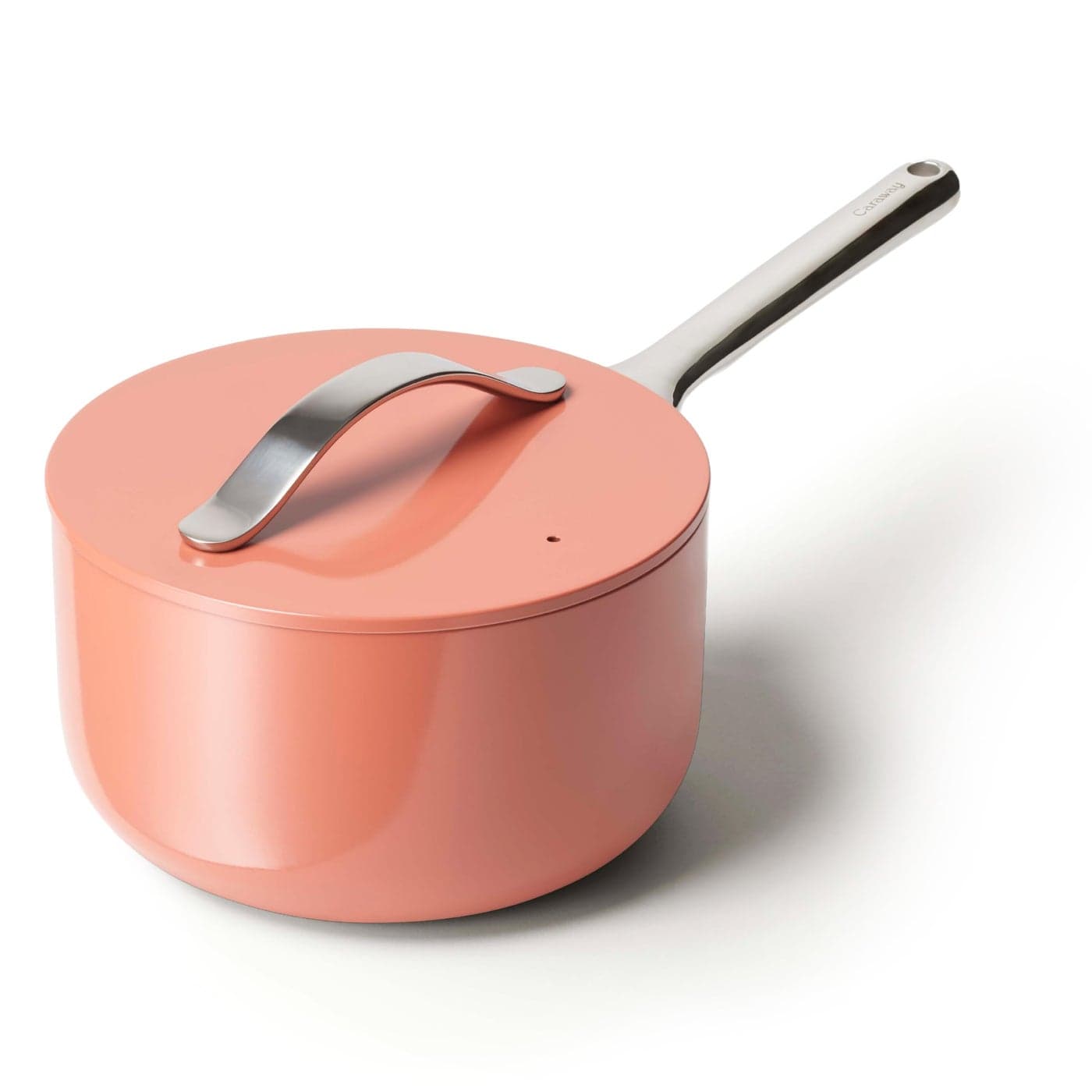Caraway Nonstick Ceramic Sauce Pan with Lid 3 qt Non Toxic PTFE PFOA Free Oven Safe Compatible with All Stovetops Gas Electric Induction Perracotta