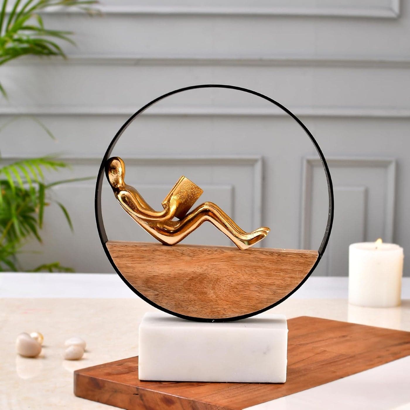 CraftVatika Metal Man Reading A Book Modern Art Decorative Items for Home Decor Aesthetic Showpiece for Living Bedroom Study Room Showcase Decoration Item Gift Items 635 CM 254 Cm Multicolour