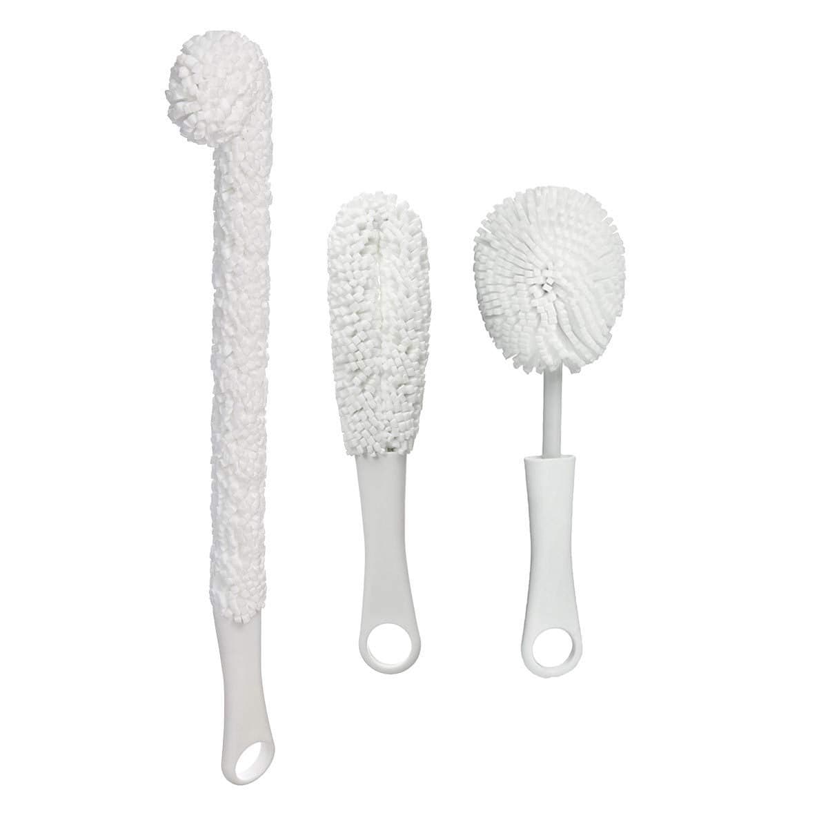 Oenophilia Glassware Cleaning Brush Set of 3 Contains Stemware Brush Flexible Wine Decanter Brush and Goblet Brush Non Scratch For Wine Glasses