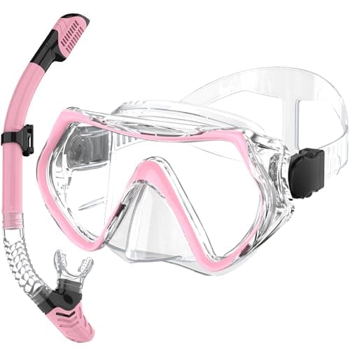 MELUMILU Snorkel Set, Snorkel Mask 180° Panoramic Wide View, Anti-Fog Scuba Diving Gear, Professional Swim Goggles for Free Breathing, Swim, Diving, Anniversary Birthday Gifts for Women Mom Men Dad