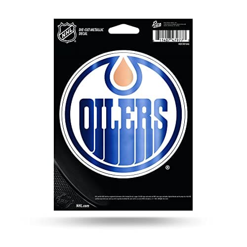 Rico Industries NHL Edmonton Oilers Die Cut Metallic Sticker 5" x 7" Metallic Die-Cut Decal, 8 x 5.75, White