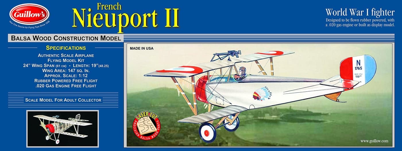 Guillow's Nieuport II Laser Cut Model Kit Small