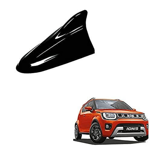 Auto Pearl Shark Fin Antenna Universal Replacement Car Antenna Roof Aerial ABS Material Waterproof Rubber Ring AM FM Radio Signal Compatiable with - Ignis (Color Black)
