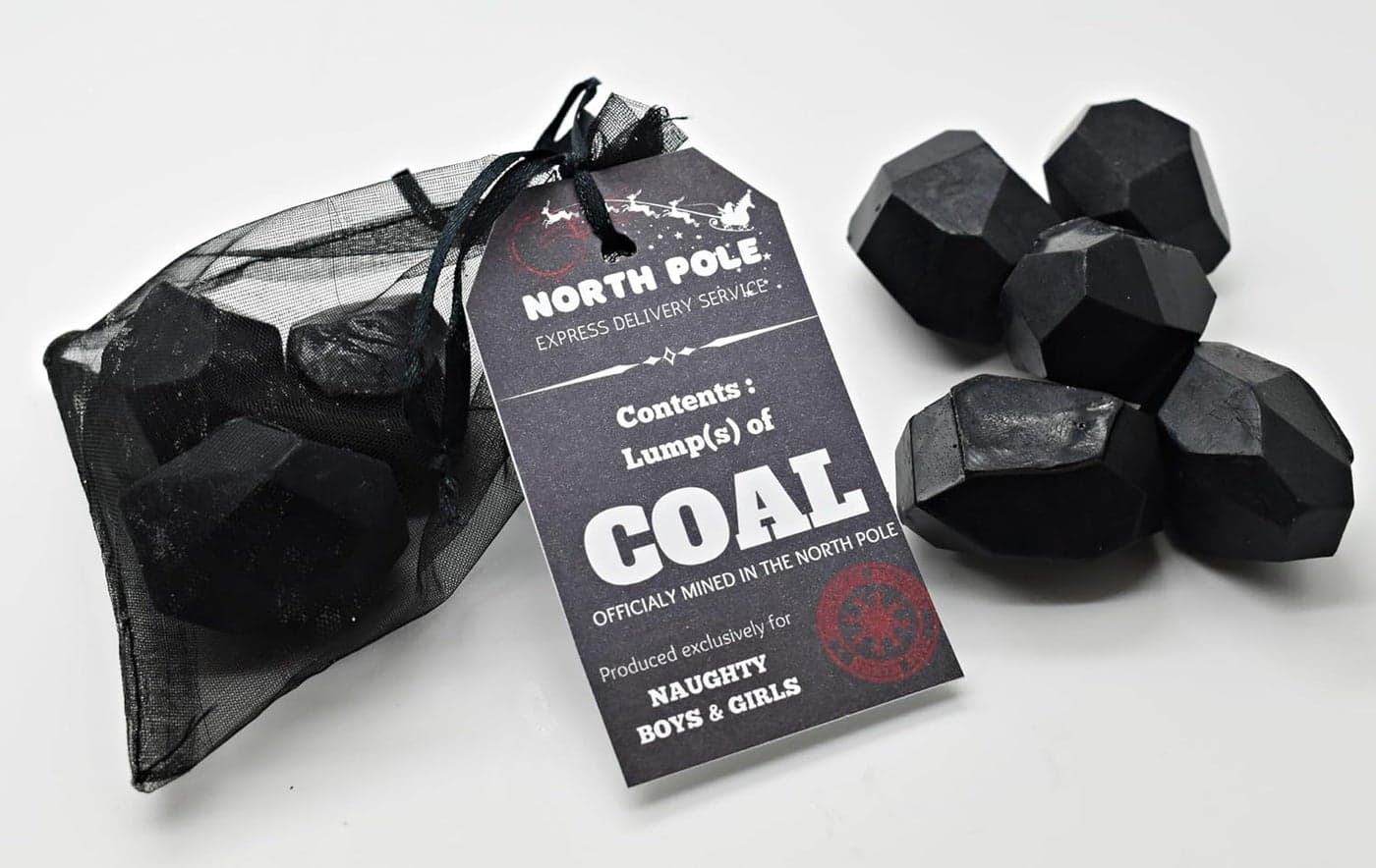 BAG of COAL Soap Christmas Gift Stocking Filler Funny Novelty Secret Santa Kids Children Girl Boy Vegan Friendly 1 bag