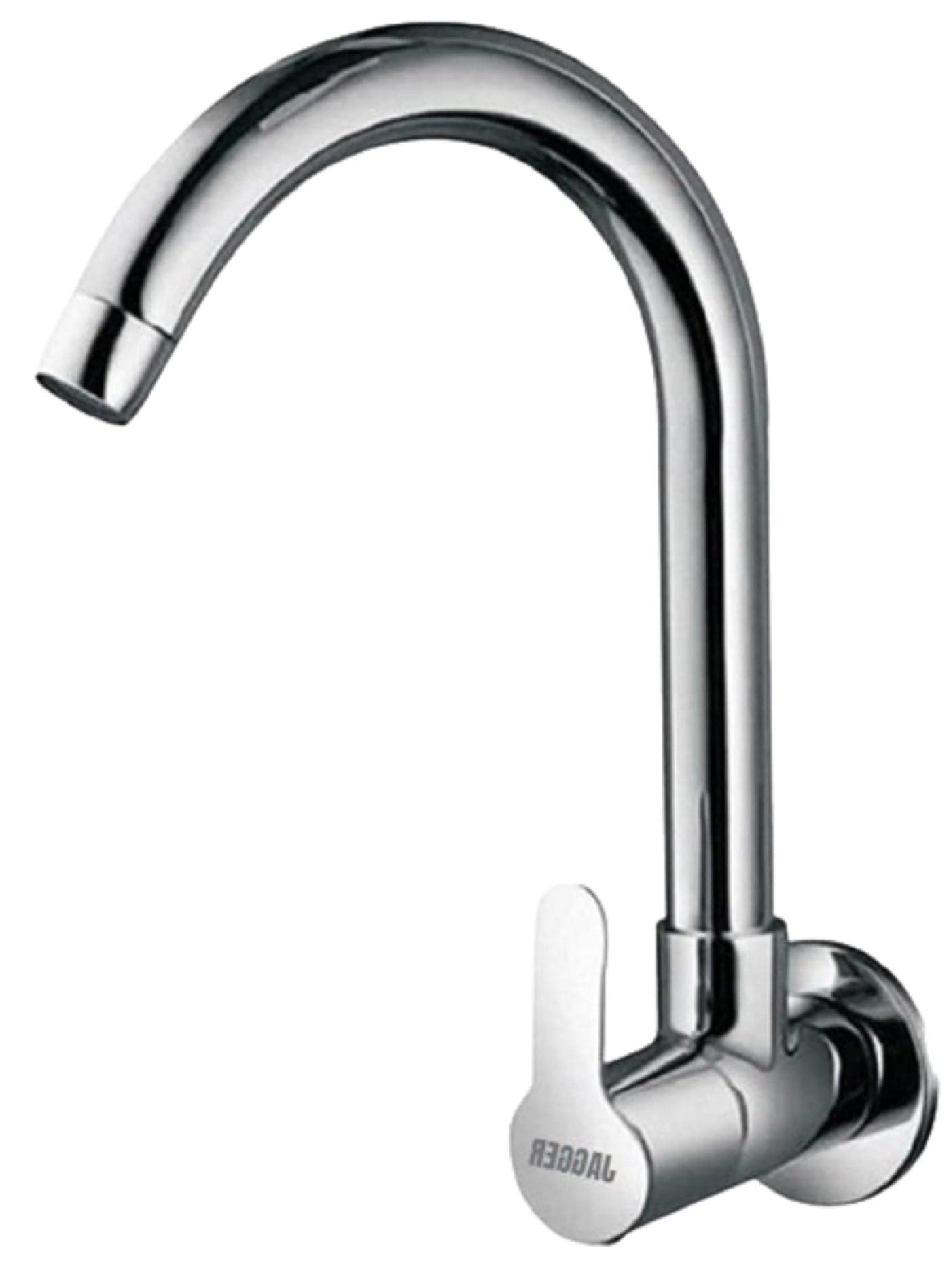 Jagger JAG129 Full Brass Wall Mounted Kitchen Sink Cock Tap for Kitchen Sink, 0.5 Inch Size Thread 360 Degree Rotating Spout and Foam Flow with Teflon Tape and Wall Flange