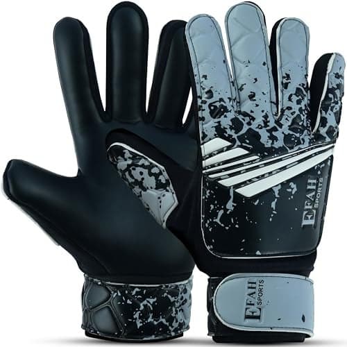 EFAH SPORTS Soccer Goalkeeper Gloves for Kids Boys Children Youth Football Goalie Gloves with Strong Grips (Size 7 Suitable for Size S-M Adult, Grey)
