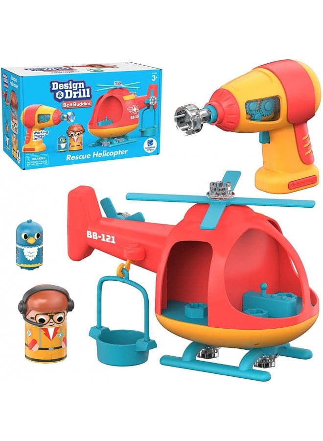 Educational Insights Design & Drill Bolt Buddies Helicopter Take Apart Toy with Electric Toy Drill, Preschool STEM Toy, Gift for Boys & Girls, Ages 3+