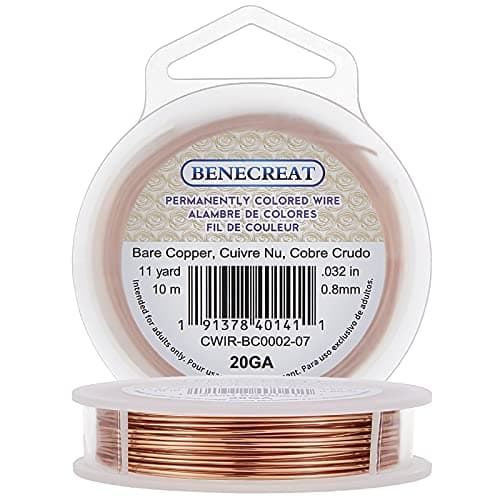 BENECREAT 20 Gauge Bare Copper Wire Dead Soft Solid Copper Beading Wire for Jewelry Craft Making, 33 Feet