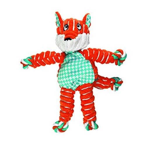 KONG Floppy Knots - Durable No‑Stuffing Squeaky Rope & Plush Dog Toy - for Teething, Playing (Fox, Small/Medium)