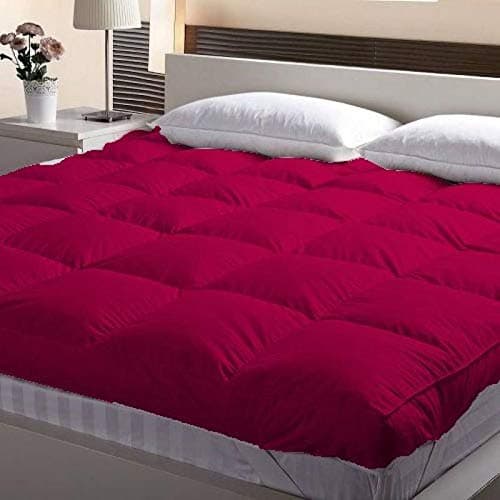 Jaipur Linen 3000 GSM Extra Callifornia Size Finest Imported Super Microfiber Mattress PaddingTopper Wine 78x84Inch