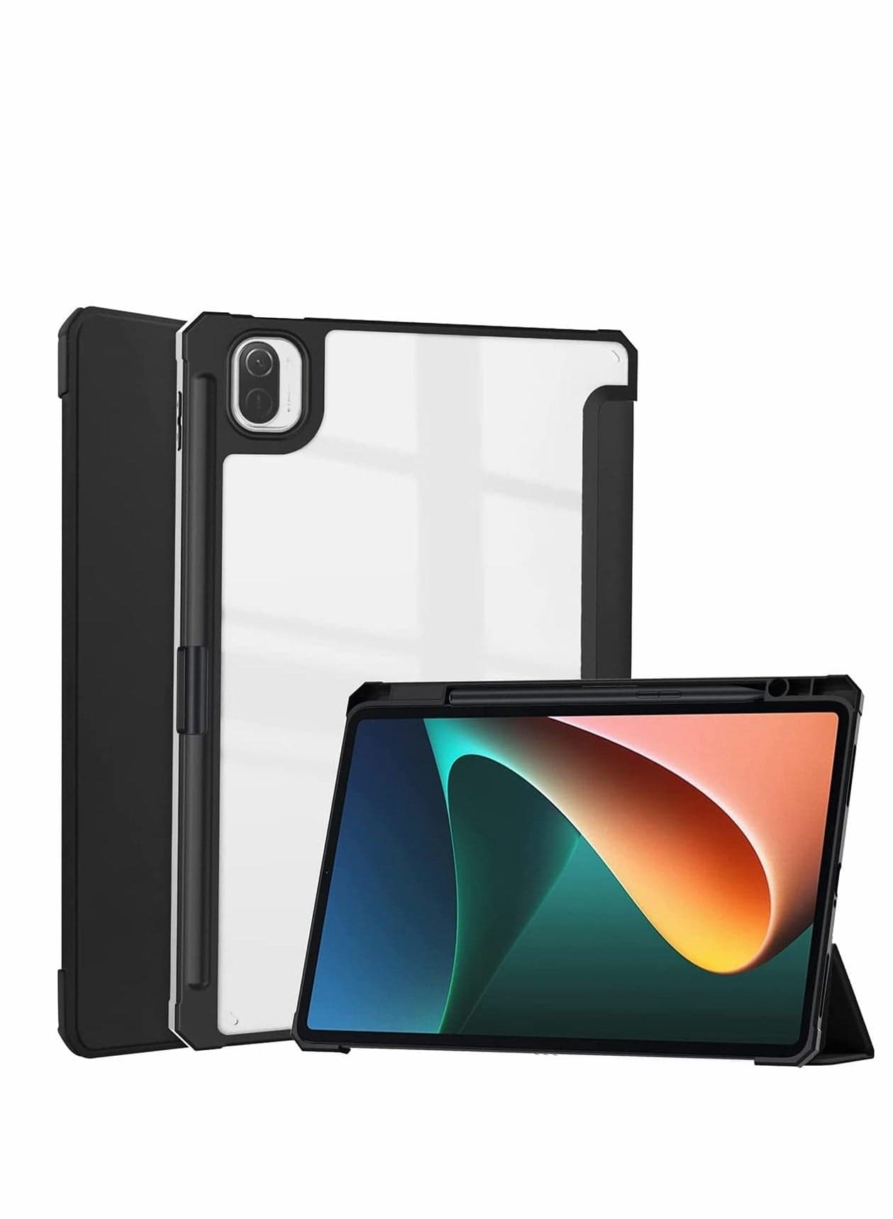 Case for Xiaomi Mi Pad 5 /for Pro case 11 inch Tablet Cover with Pencil Holder Auto Wake/Sleep Trifold Stand Smart Transparent Back Shell