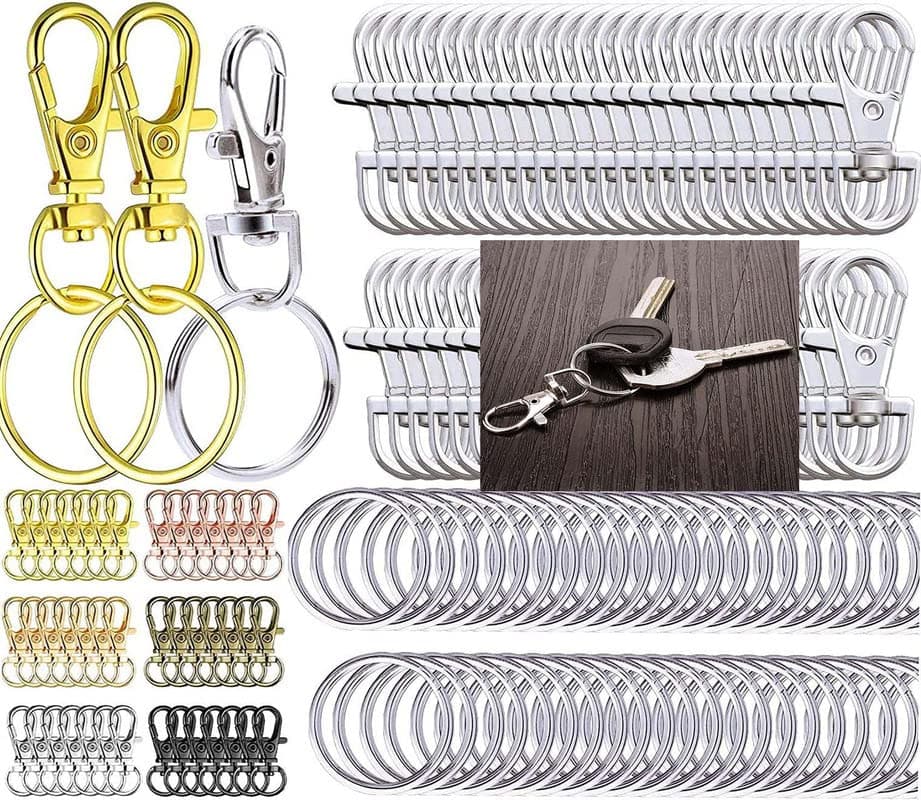DIY Crafts 10 Pcs, 20mm Silver, Swivel Clasps Set Lanyard Snap Hooks with Key Rings, Metal Lanyard Keychain Hooks Key Chain Clip Hooks Lobster Claw Clasps (10 Pcs, 20mm Silver)