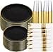 KIRE 350 PCS Plastic Dinnerware Set for 50 Guests Black and Gold Plates 50 for Dinner 50 for Dessert 50 Pre Rolled Napkins with Disposable Silverware 50 Cups for New YearBanquetWedding