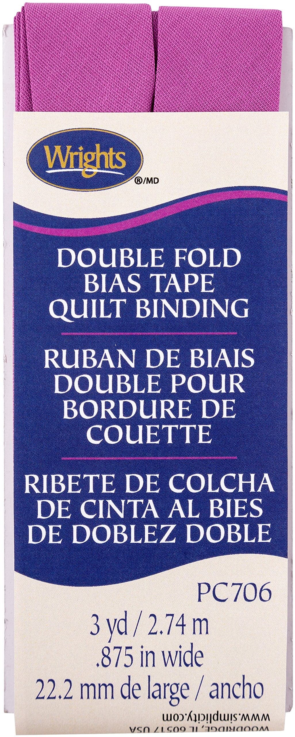 Wrights 117706066 Radiant Orchid Double Fold Quilt Binding 78 x3yd