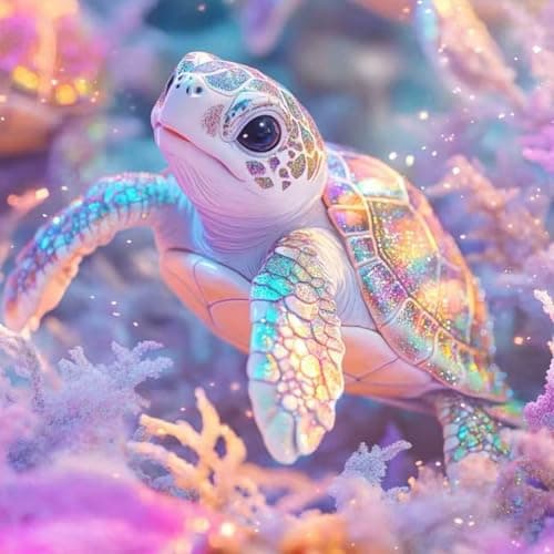SHICERNHJ Sea Turtle Diamond Art Kits for AdultsAnimal Full Drill Diamond Dots for Adults Beginner DIY Round 5D Paint with Diamond Painting Kits Gem Art for Crafts Kits Adult Home Decor 14 X 14 Inch