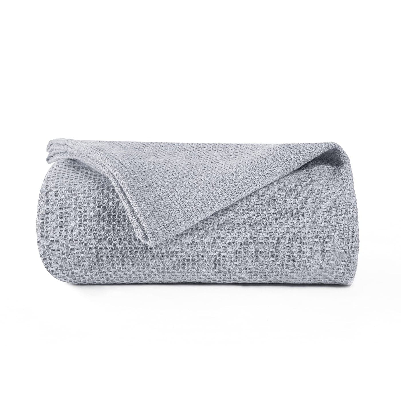 BOUTIQUO 100 Cotton Bed Blanket Breathable Thermal Twin Size Soft Honeycomb Waffle Blanket 60x90 Perfect for Layering Any Bed for All Season Light Grey