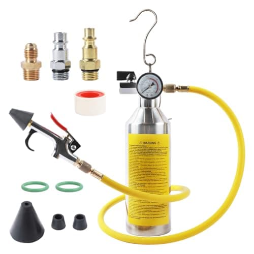 CMTOOL AC Flush Kit Automotive Home HVAC Flush Tool Thickened Stainless Steel Canister Auto AC Flushing Kit House Air Conditioning Flushing Bottle Set for R134A R12 R22 R404 R410A System