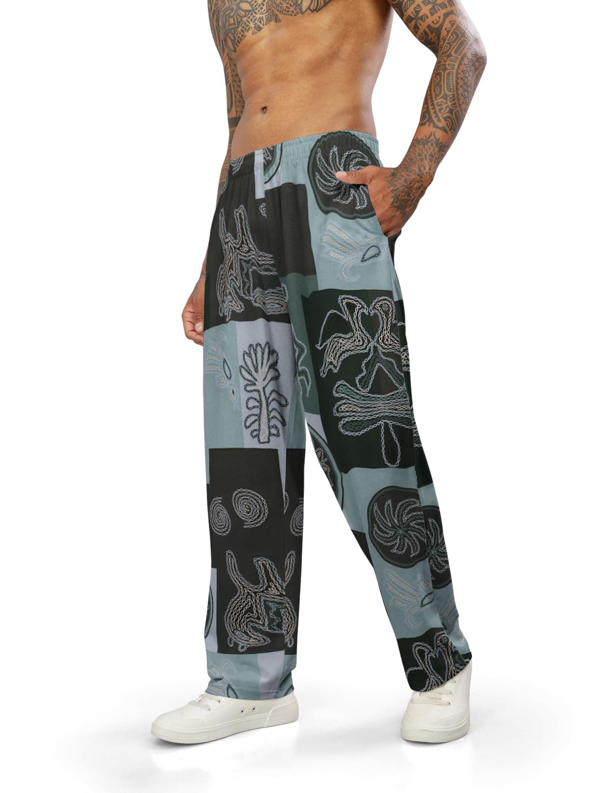 BULLMER Trendy Printed Cotton Blend Relaxed Fit Active/Casual Travel Wear Trackpants/Lowers for Men_Bluish Grey_X-Large
