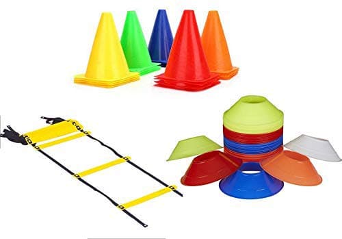 SIMRAN SPORTS 6 Inch Cones Pack 6,10 Space Markers and 4 Meter Ladder Agility Combos