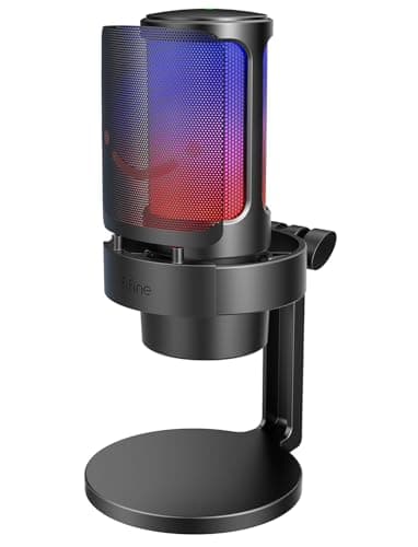 FIFINE Gaming Microphone, USB PC Mic for Streaming, Podcasts, Recording, Condenser Computer Desktop Mic on Mac, with RGB Control, Mute Touch, Headphone Jack, Pop Filter, Stand-AmpliGame A8