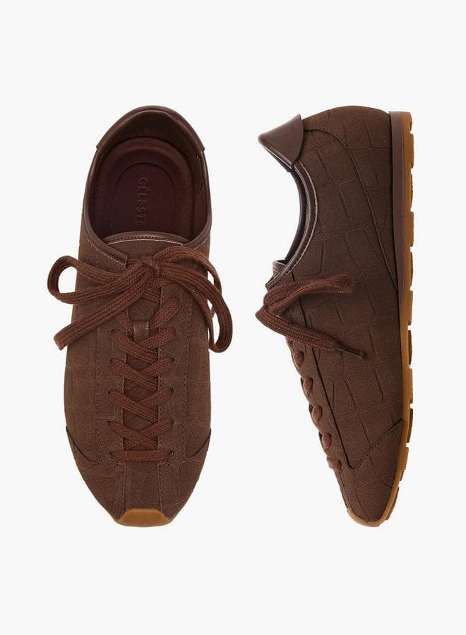 Women Textured Lace-Up Sneakers