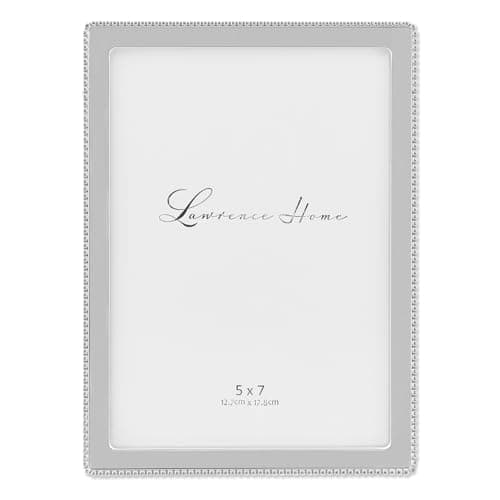 Lawrence Frames Metal Picture Frame with Delicate Outer Border of Beads, Silver, 5x7