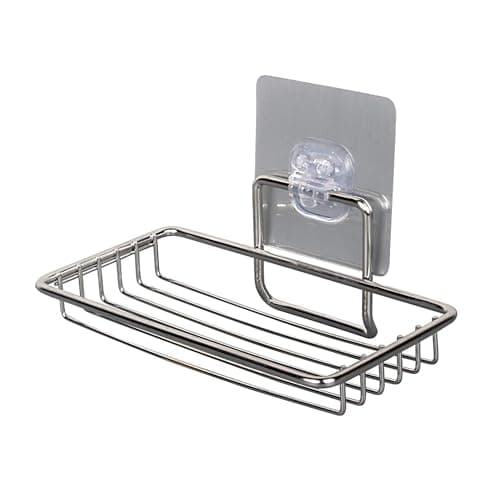 Sulfar Stainless Steel Magic Sticker Series Self Adhesive Soap Holder for Bathroom (Silver)