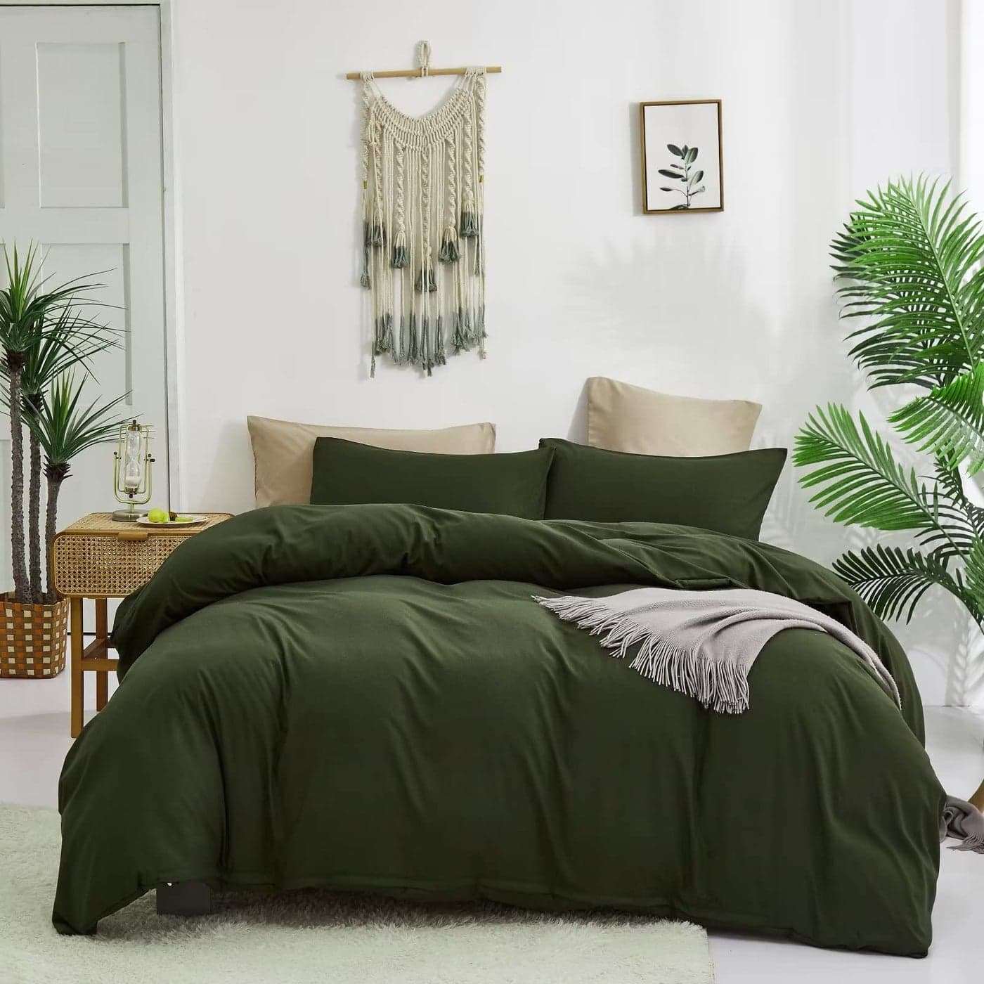 Houseri Army Green Comforter Set Full Olive Green Bedding Comforters Full Size Ultra Comfy Soft Dark Green Comforter Sets for Teen Boys Girls Military Green Blackish Green Farmhouse Bed Quilts Full