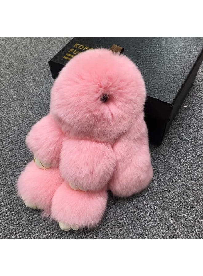 Genuine Rex Rabbit Fur Bunny Keychain Charm for Car Key Accessories