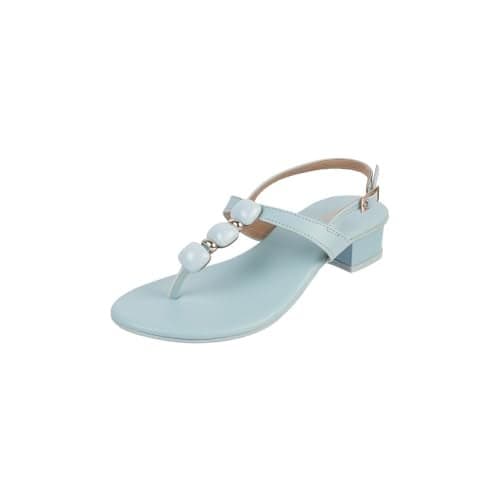 Metro Women Blue Faux Leather Beaded Thong Casual Sandals UK/5 EU/38 (33-899)