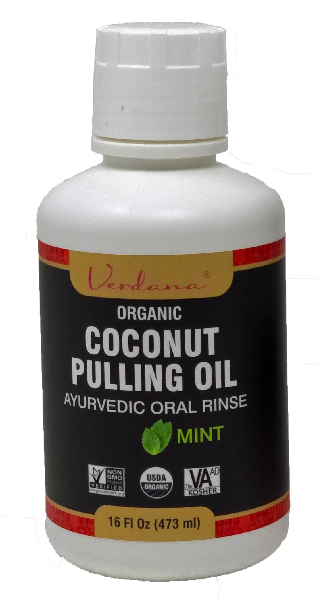 Verdana Organic Oil Pulling for Teeth Gums 16 oz Mint USDA Organic Coconut Oil Pulling Rinse AlcoholFree FluorideFree Natural Mouthwash for Fresh Breath Gum Health Oral Detox