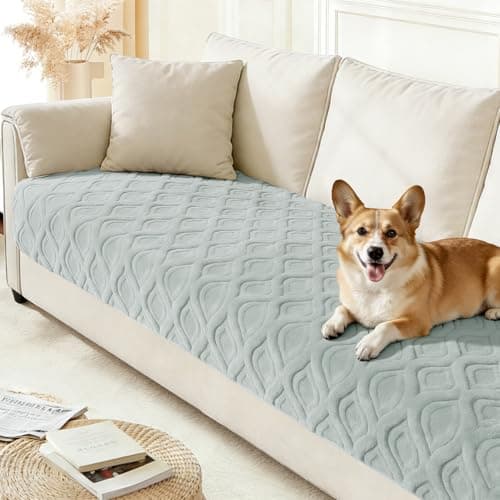 Arfntevss Couch Cover for Dogs Plush Washable Sofa Covers for 3 Cushion Couch Pet Friendly Fuzzy Sofa Slipcovers 3 Seat Anti-Slip Boho Sectional Furniture Protector (Jacquard Plush Gray, 35.5" x 71")