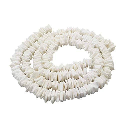 INSPIRELLE Natural White Clam Chips Shell Beads Irregular Puka Loose Beads Drilled for Crafts Jewelry Making - 31 Inch