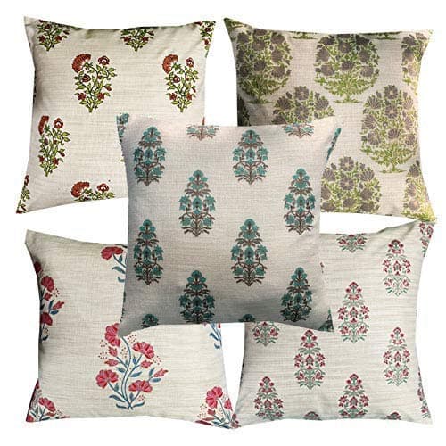 VIREO- Jute Multi Colour Cushion Cover 12x12 inch-Set 5 pcs,