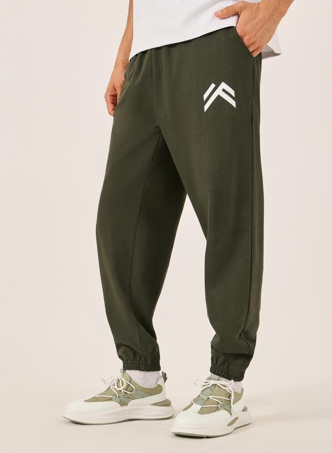 Styli Mid Rise Oversized Joggers with Minimal Print