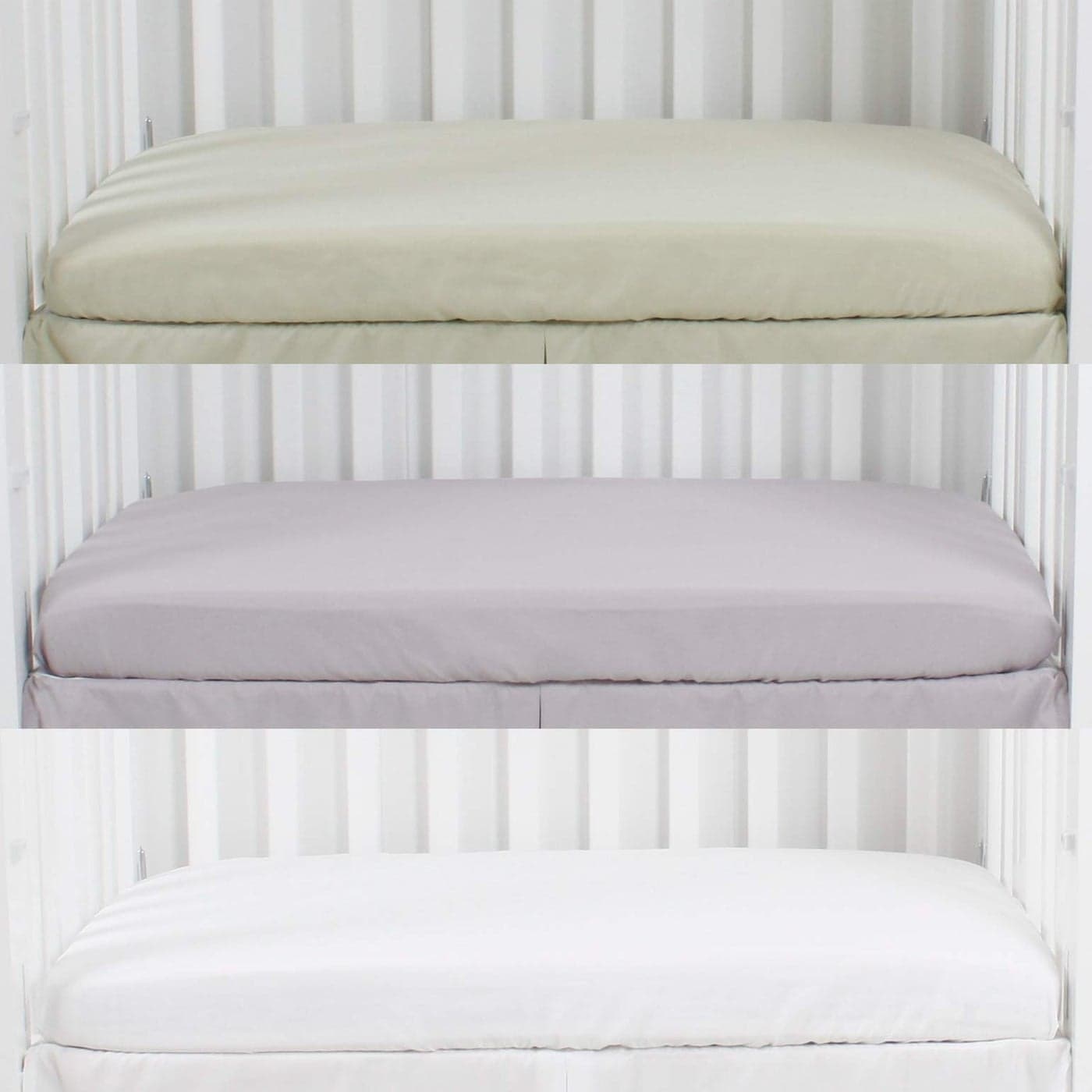 CaSaJa Microfiber 3 Pack Mini Portable Crib Sheets Pack N Play Sheets with Comfy Napping Surface for Baby Silky Soft Playard Playpen Sheets Set Fits 24 x 38 Green Light Grey White