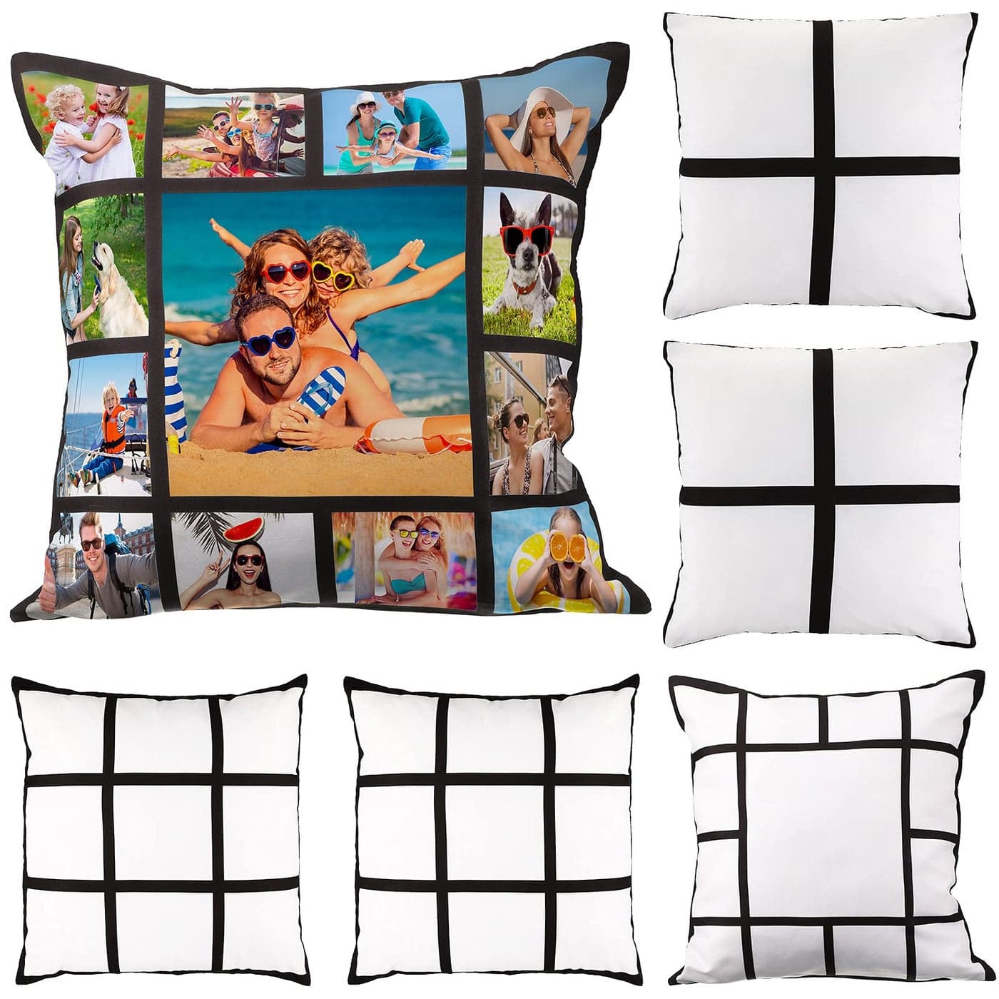 Geiserailie Sublimation Polyester Pillow Cover 18 x 18 Inch Blank Case Throw Pillow Covers 3 Styles for Sofa Couch 6 Pieces