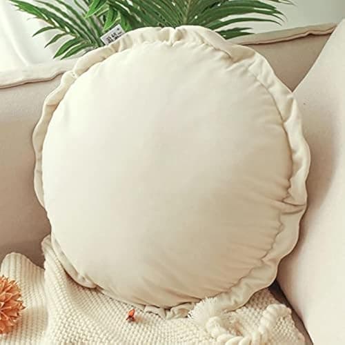 Peach Cuddle Microfiber Fill Round Couch Throw Cushion Pillow For Living Room Décor (Pack Of 1, 43X43 Cm, Cream) Couch Cushions, Bedroom Décor, Kidsroom Décor, Patio Cushion, Floor Cushion