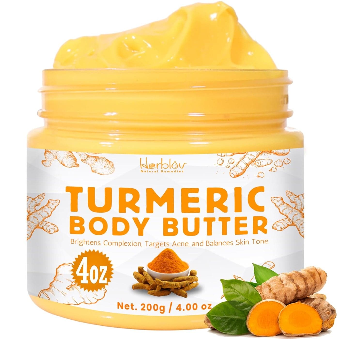 Turmeric Face Cream All Natural Skin Brightening Lotion Turmeric Whipped Body Butter for Dark Spots Hyperpigmentation Turmeric Skincare Cleanses Fights Acne Evens Tone Scars Sun Damage