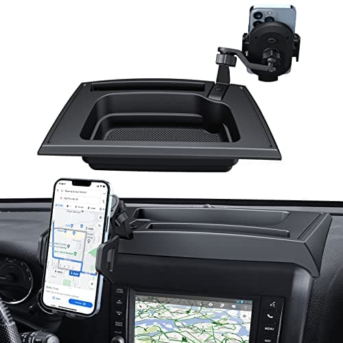 Kaishengyuan Upgraded Phone Mount for 20112017 Jeep Wrangler JK JKU MultiMount Phone Holder Dash Tray Storage Box System Kit with Extension Arm Metal Rod