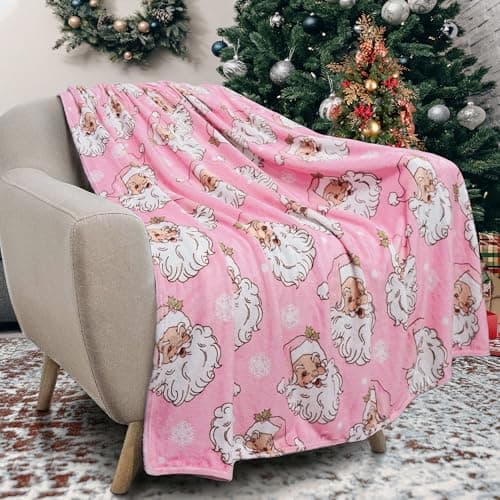 Christmas Santa Claus Throw Blanket 50x60 Inch Merry Christmas Blankets Soft Lightweight Cozy Plush Blanket for Holiday Xmas Decor Gifts