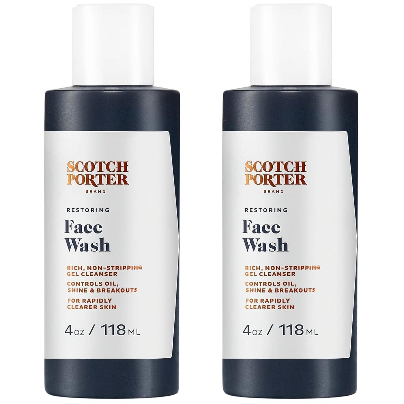 Scotch Porter Restoring Face Wash Rich NonStripping Gel Cleanser Formulated with NonToxic Ingredients Free of Parabens Sulfates Silicones Vegan 4oz 2 Pack