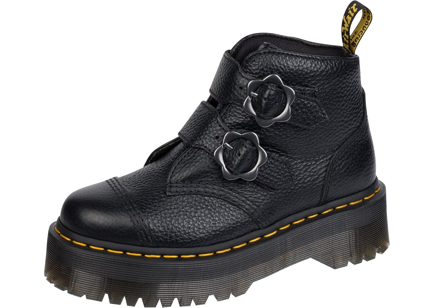 Dr. Martens Women's Devon FLWR Ankle Boot, Black Milled Nappa, 6