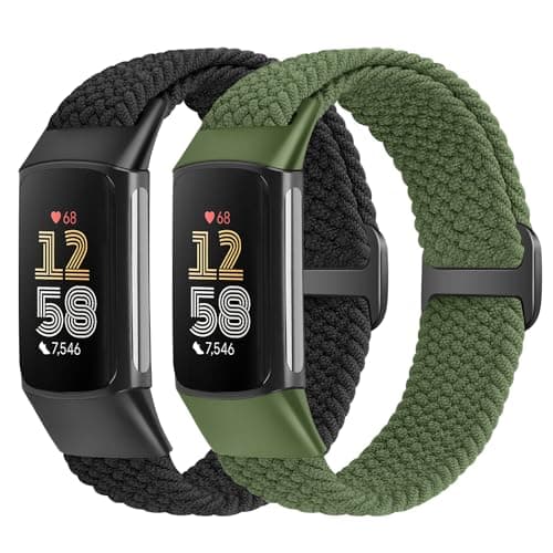 VNDAPT Elastic Braided Bands Compatible with Fitbit Charge 5/Fitbit Charge 6 for Women Men, Breathable Adjustable Stretchy Nylon Loop Sport Replacement Wristbands for Fitbit Charge 6 Charge 5 Straps