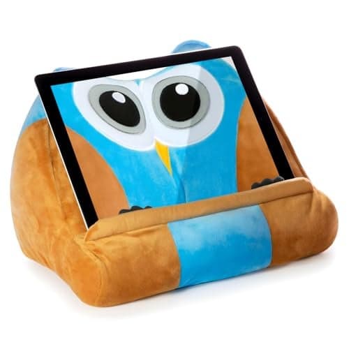 Gifts for Readers Writers Kids Tablet Pillow Stand Holder Lap Soft iPad Stand Owl Kindle Lap Holder for Reading Book Pillow for Reading in Bed Soft Machine Washable Book Cushion with Pocket