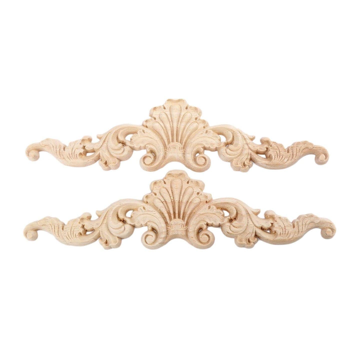 MUXSAM Wood Carved Onlays Appliques Clear Carving Details Overlay Craft Decals for Cabinet Wall Mantels Dresser Closet Toddler Doll Bed Stairs Door Furniture Decor2Pack 20x5cm79 x2