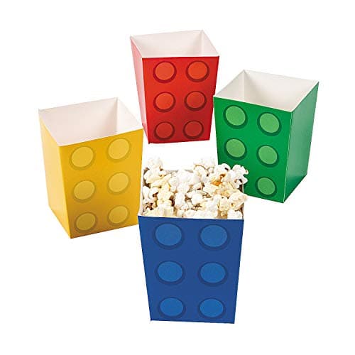 Fun Express Block Party Popcorn Boxes (24pc) for Birthday - Party Supplies - Containers - Paper Boxes - Birthday - 24 Pieces