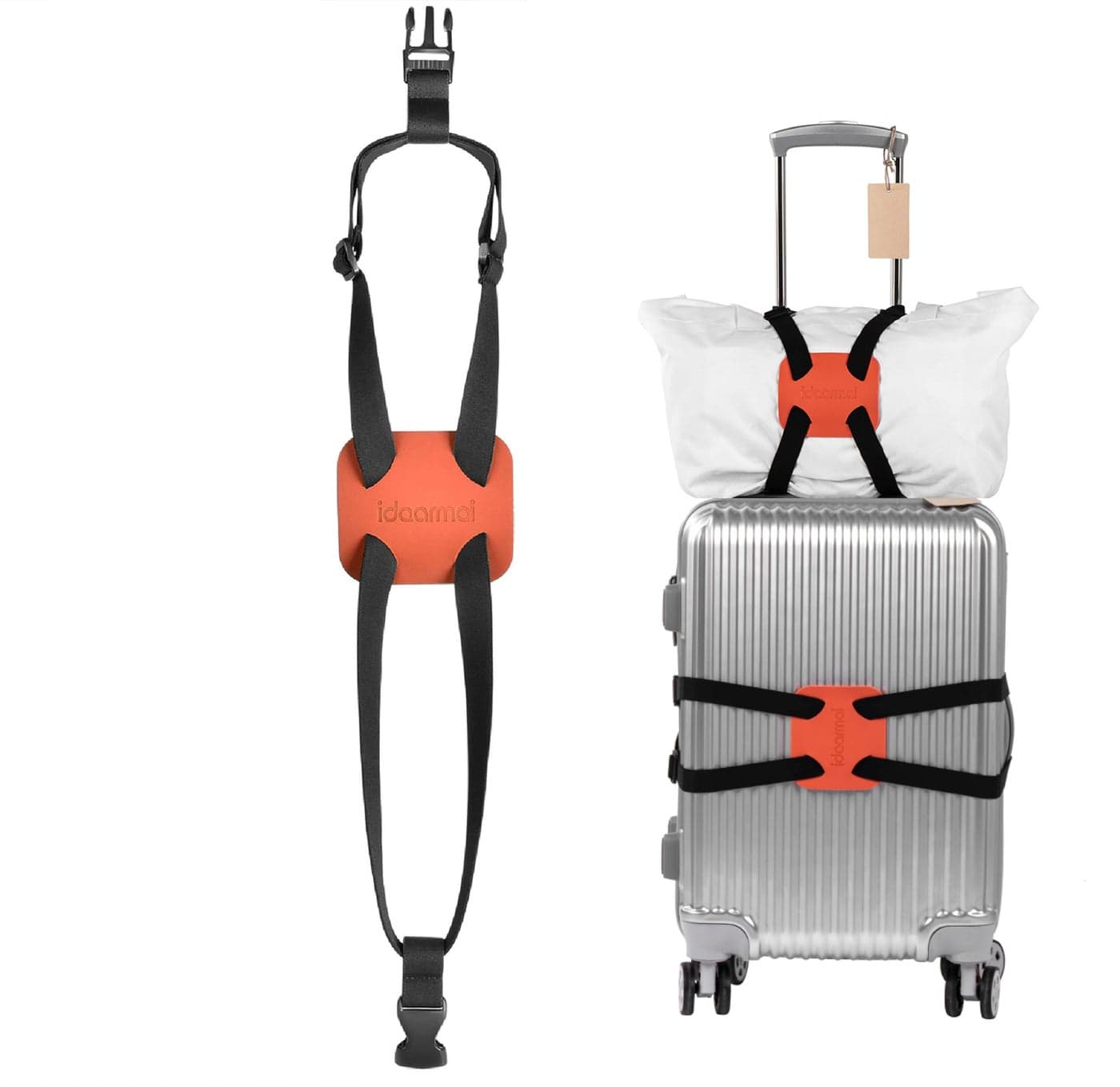 Luggage Straps , Luggage add a Bag Strap,Travel Must Haves High Elastic Suitcase Adjustable Belt Bag Bungees with Buckles (Orange)